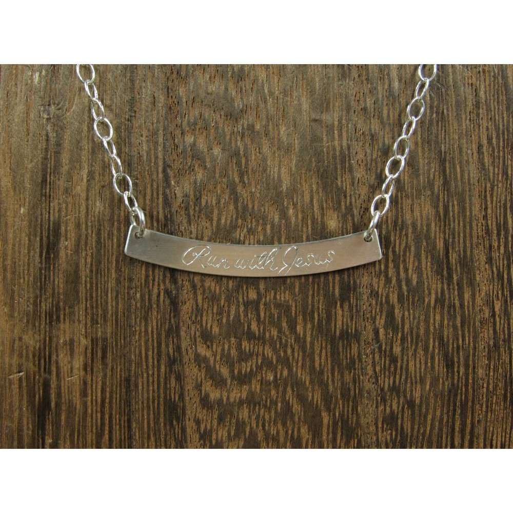 14" Sterling Silver Run With Jesus Religious Necklace Vintage Minimalist